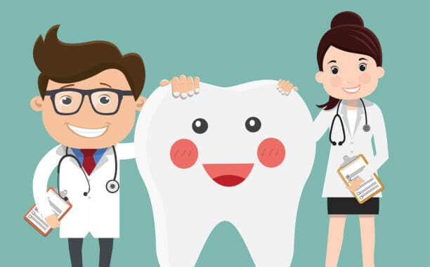 Doctor with Happy healthy teeth - Vector illustration