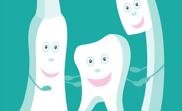 Unhealthy vs healthy teeth cartoon comparison, illustration, vector